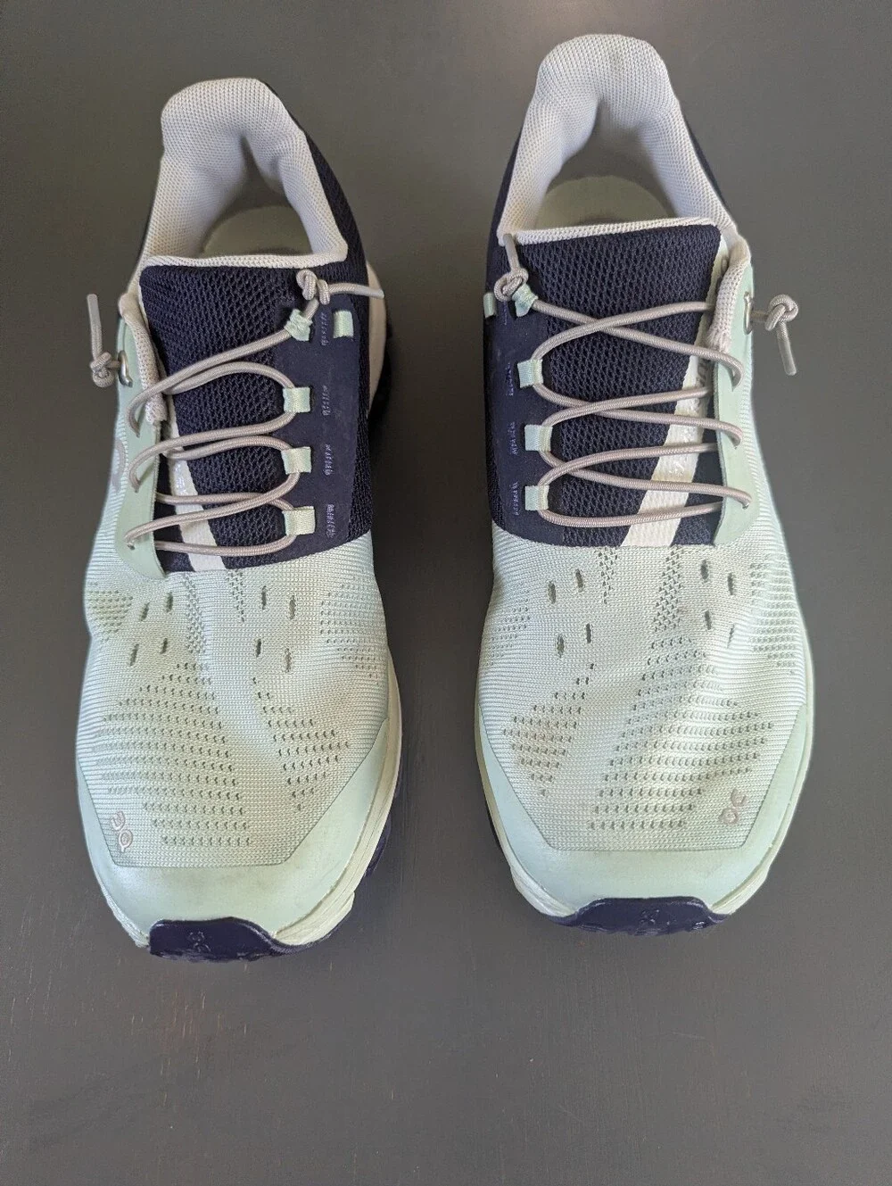 On Running Women’s Athletic Shoes - Navy and Light Mint With Grey Laces